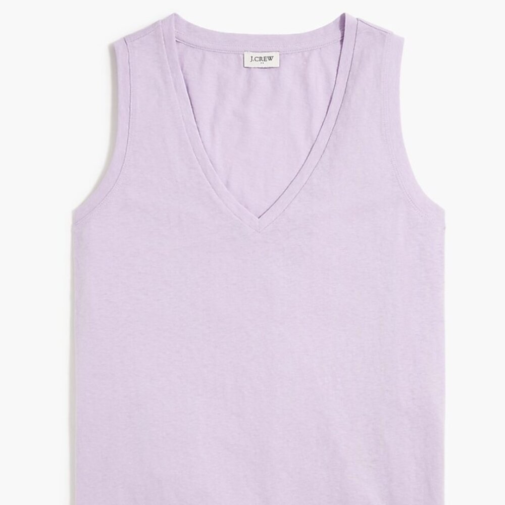 J Crew Easy cotton-blend V-neck tank top-Vintage Lilac